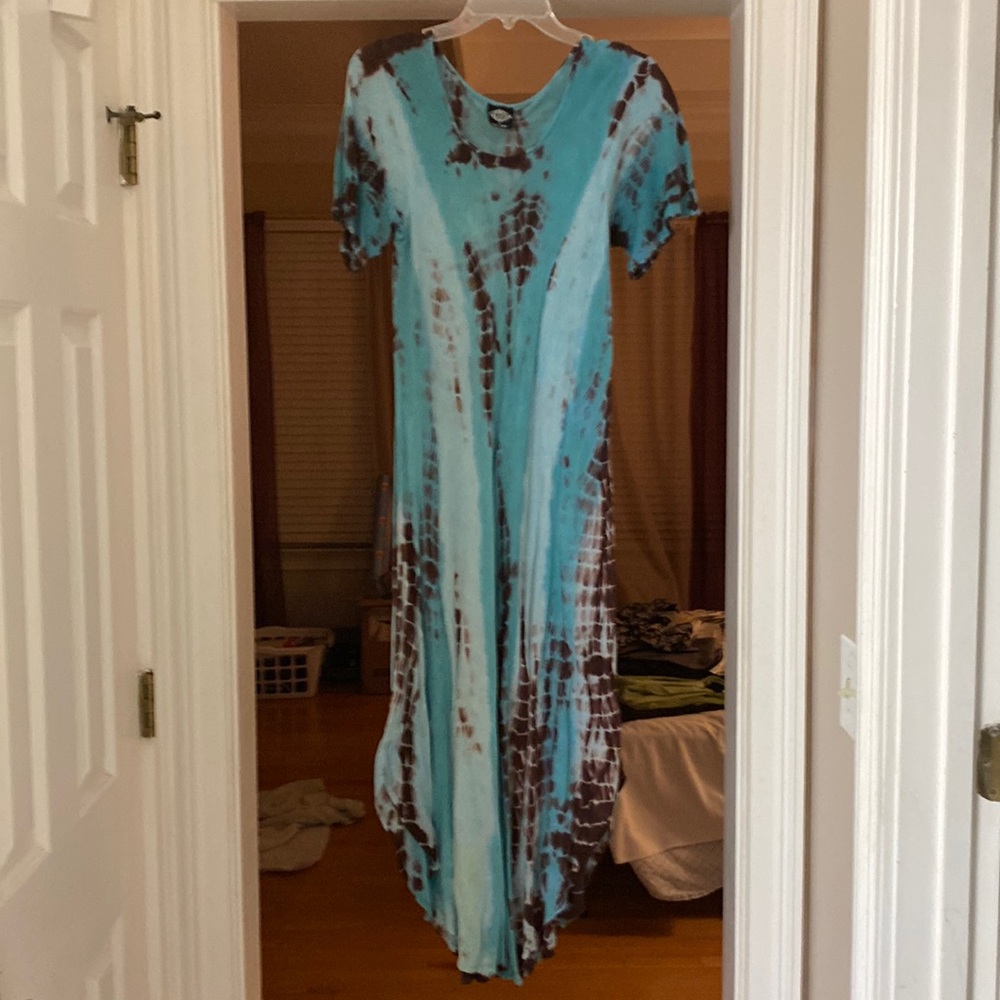 Tie-dye style dress; long and flowing; light material